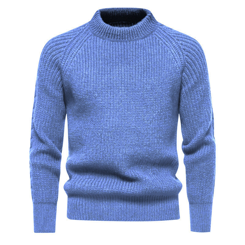 2026 New American Retro Sweater for Men, Autumn and Winter New Foreign Trade European Size Solid Color Round Neck Knit Sweater for Men