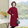 Light and thin cotton-padded coat for women's mid-length mother's autumn and winter fleece-lined warm cotton-padded jacket western-style middle-aged and elderly women's cotton-padded jacket coat