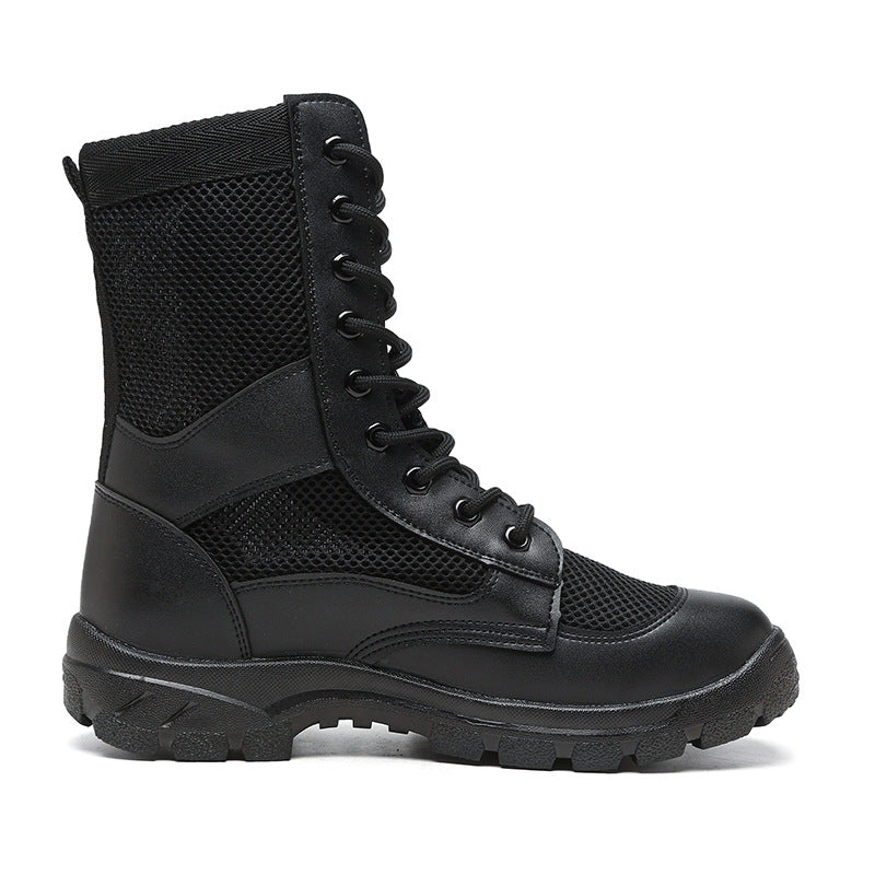 Summer Men's and Women's Zipper Combat Boots Workwear Boots Outdoor Security Breathable Mountaineering Security Shoes High-top Ultra-light Training Boots