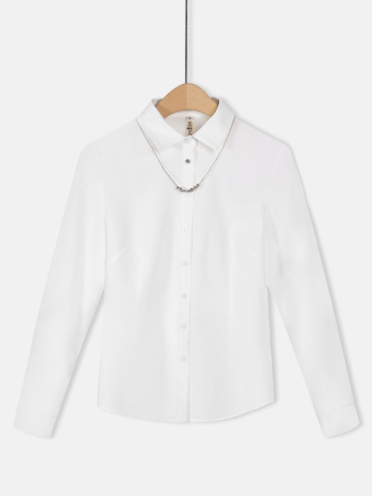 Summer New Women's Long-Sleeved Shirts, Feminine Commuting Slim Fashion Chiffon Shirts and Tops
