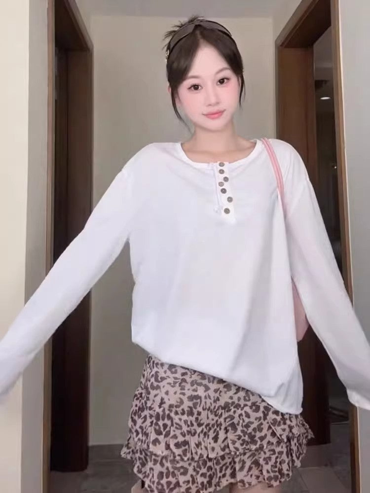 This Year's Popular Women's White Long-Sleeved T-Shirts 2025 New Autum Loose and Light Mature Niche Non-Colliding Tops