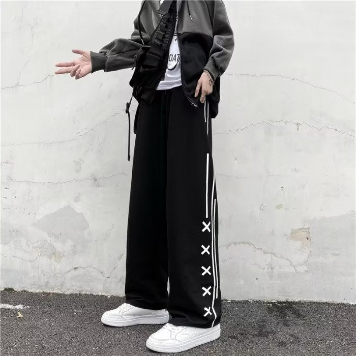 Youth Popular Sports Pants Trousers Trendy Spring Striped Fashion Trendy Brand Casual Pants New Men's Straight Trendy