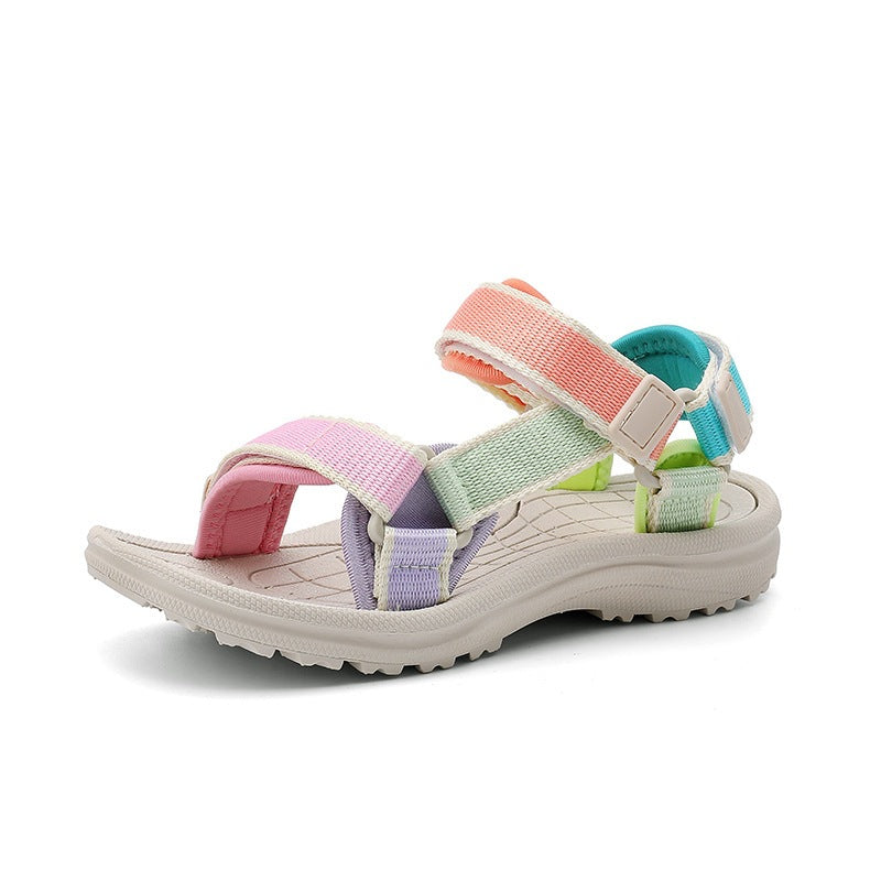 Cross-border Girls Sandals Summer New Large Children's Velcro Open Toe Little Girl Princess Children's Sports Beach Shoes