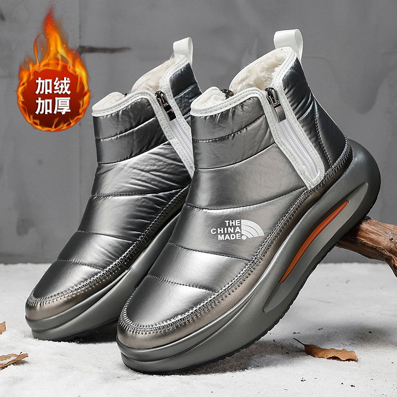 Winter Cotton Shoes Men's High-top fleece-lined Thickened Warm Snow Boots Non-slip Wear-resistant Outdoor plus size Northeast Large Cotton Boots