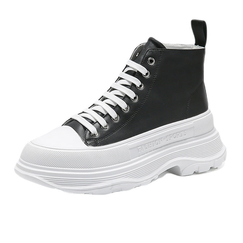 Men's Ankle Boots Autumn New Thick Sole Height Increased High Top Casual Fashion White Fashion Boots Wenzhou Men's Shoes Live