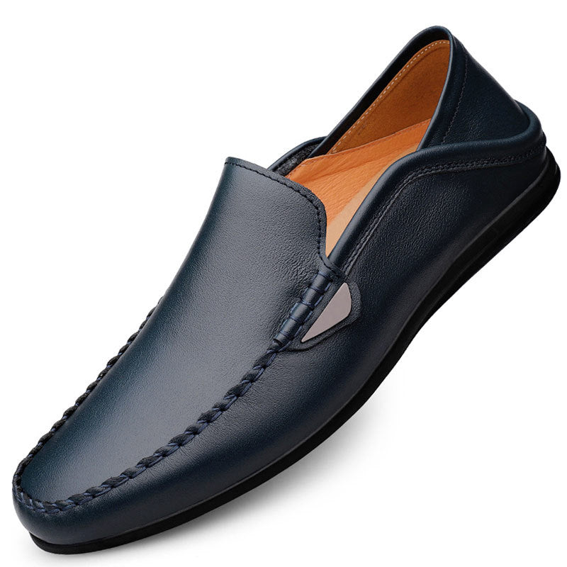 Men's Loafers 2026 Spring Men's Shoes Genuine Leather Soft Sole Large Size Cowhide Shoes Men's Leather Shoes Men's Flat Comfortable Shoes