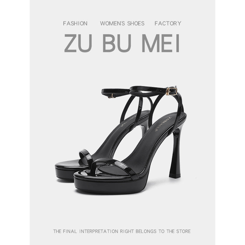 113-5 Sexy Open-Toe High-Heeled Sandals for Women, Round Toe Stiletto Heels, Waterproof Platform Nude High Heels for Women That Are Not Tiring for the Feet
