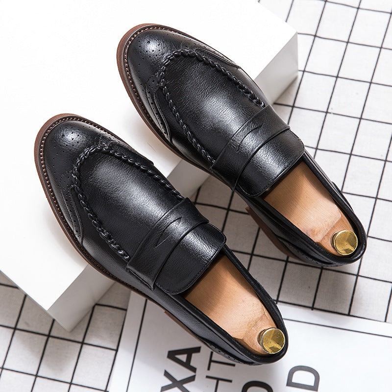Men's Business Leather Shoes Cross-Border Large Size British Style Casual Shoes Fashionable Men's Slip-On Loafers Trendy Dinner Shoes