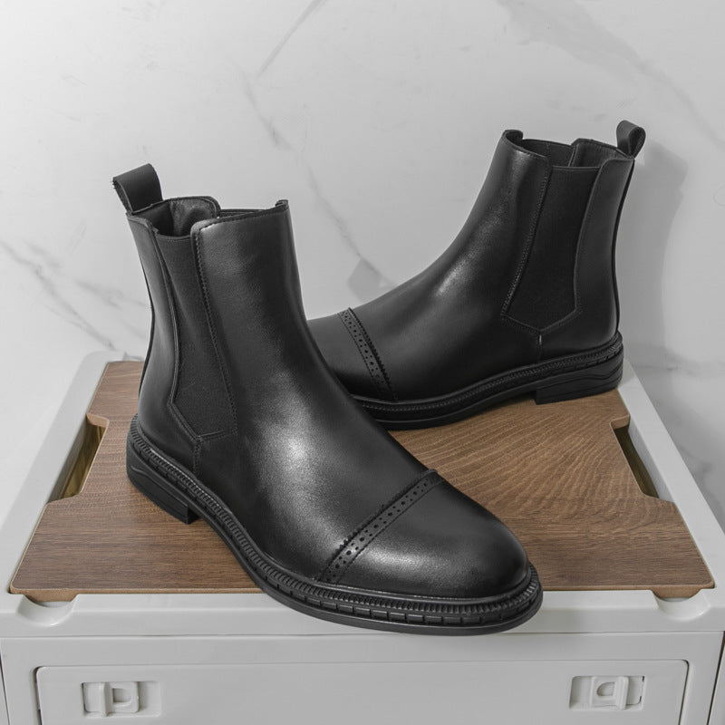 Men's Leather Boots Cross-Border Large Size Foreign Trade New Retro High-Top Leather Shoes Fashionable Men's Chelsea Boots Dropshipping