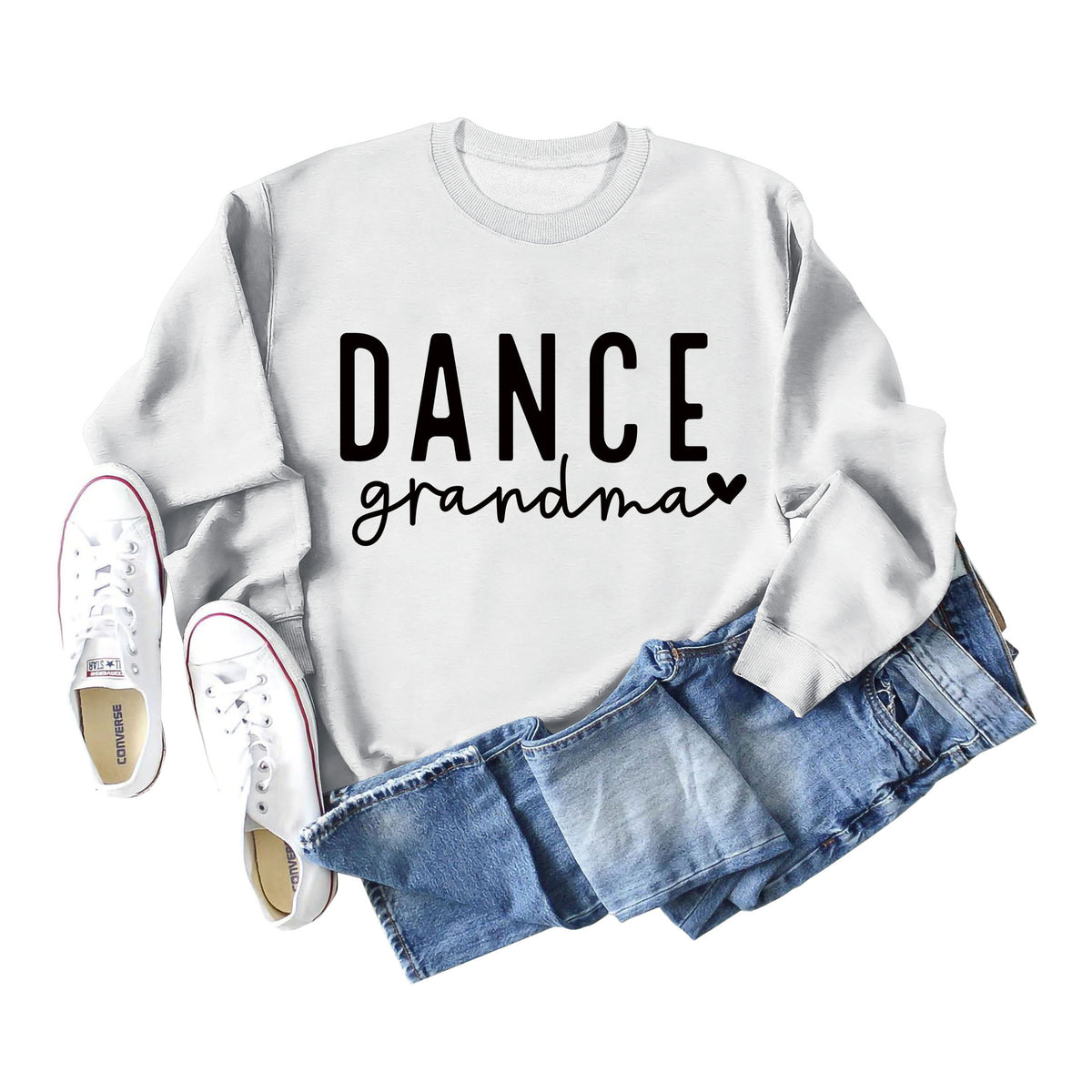 Amazon independent station Dance grandma love letter fashion loose round neck autumn and winter long sleeve sweater women
