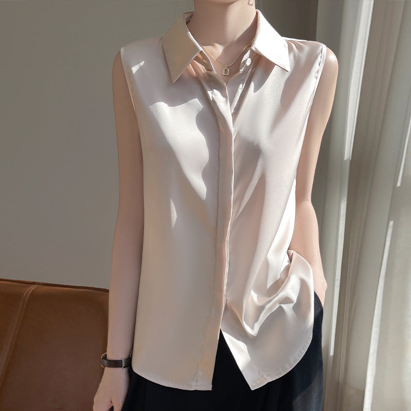 Wholesale New Summer Thin Sleeveless Women's Shirts Anti-Wrinkle Draped Women's Inner Shirts with Suit Tops Women's Clothing