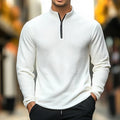 Cross-Border Independent Station Autumn and Winter American Simple Casual Men's Loose Jacquard Stand Collar Half-Zip Bottoming Shirt Sweatshirt for Men