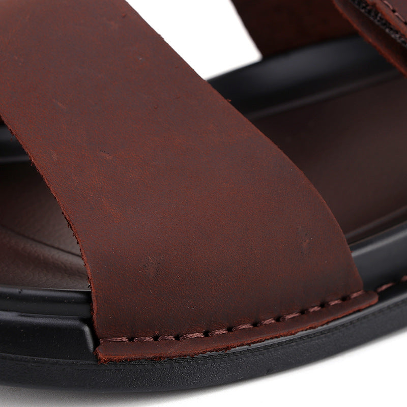 Foreign Trade Men's Shoes 2025 Summer New Men's Casual Sandals Genuine Leather Soft Sole Anti-Slip Beach Shoes Men's Sandals