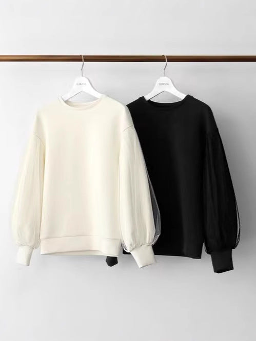 2025 New Style Mesh Sleeves Pullover Design Sweatshirt