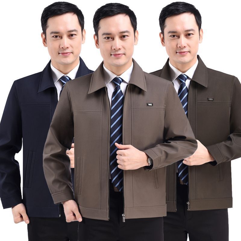 Spring and Autumn Middle-Aged and Elderly Men's Jackets, Dad's Clothing, Elderly Men's Casual Long-Sleeve Coats