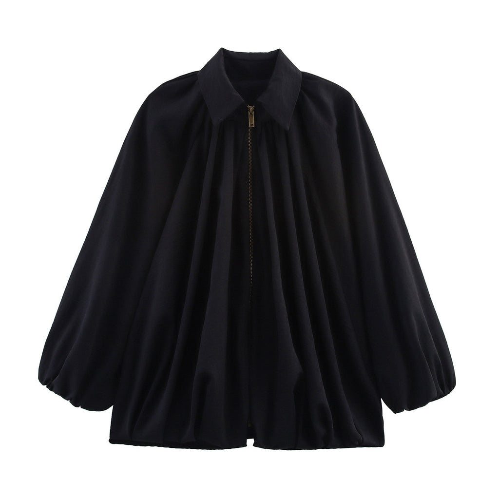 Cross-Border Women's Clothing 2026 Autumn and Winter European and American Fashion Loose Lapel Puffy Bomber Jacket for Women X5048