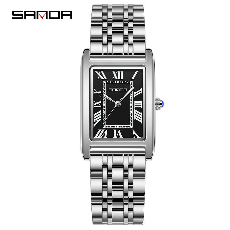 Sanda Live Hot Couple Watch Vintage Square Quartz Watch Waterproof Roman Scale Men's and Women's Watches