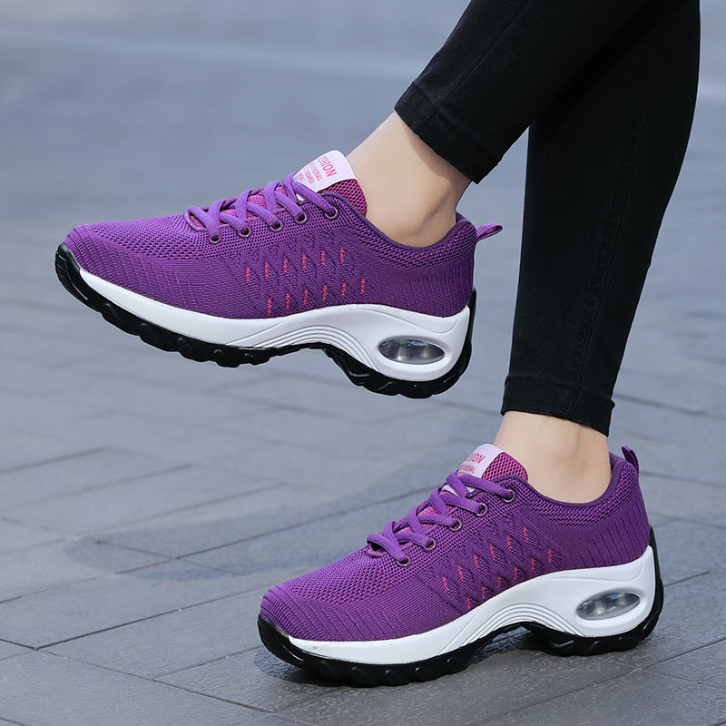 Casual Sports Shoes for Women, All-Season Mom Shoes, Dance Shoes, Air-Cushioned Wedge Heels, Thick-Soled Running Shoes, Export Large Size Women's Shoes