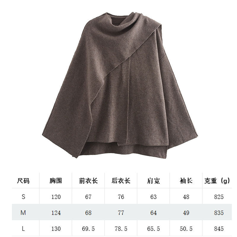 Scarf Knitted New Women's Autumn Cross-Border Outwear Jacket Loose Asymmetrical European and American Style Women