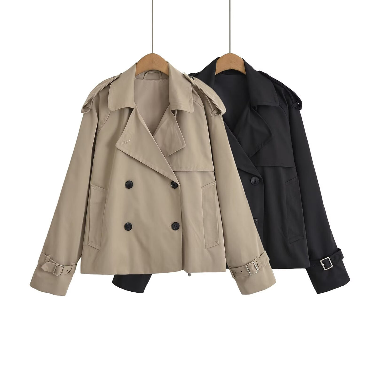 Za Cross-Border Women's Clothing Wholesale European and American Style Lapel Fashion Versatile Double-Breasted Short Windbreaker Jacket 0518248