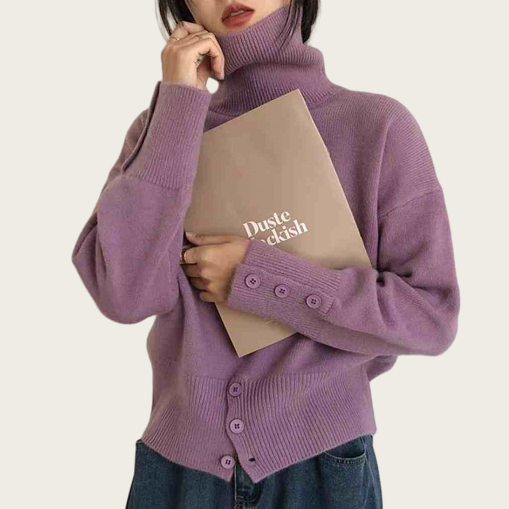 Autumn and Winter New High-End High-Neck Pullover Sweater for Women with Niche and Unique Design Knitted Sweater Tops