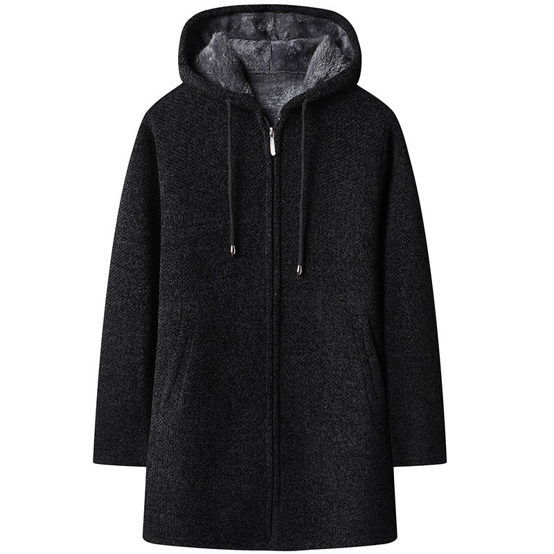 Good Quality Autumn and Winter New Men's Casual Mid-length Jacket All-match fleece-lined Coat Jacket 6619-P55