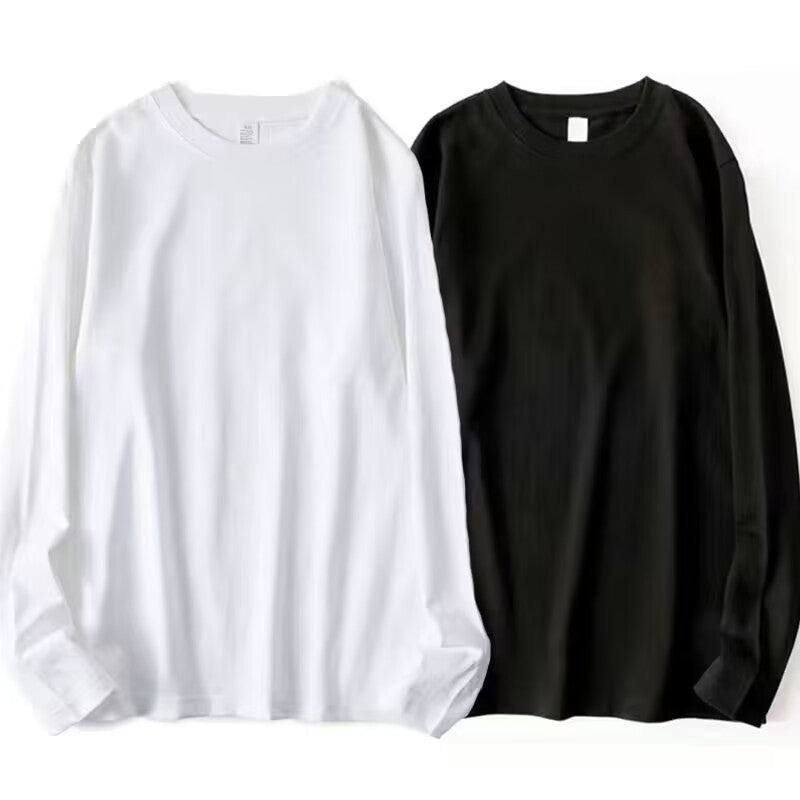 Cotton Heavyweight Long-Sleeved T-Shirt Pure Color Men and Women Same Style Spring & Fall Inner Wear Couple Style Bottoming Shirt