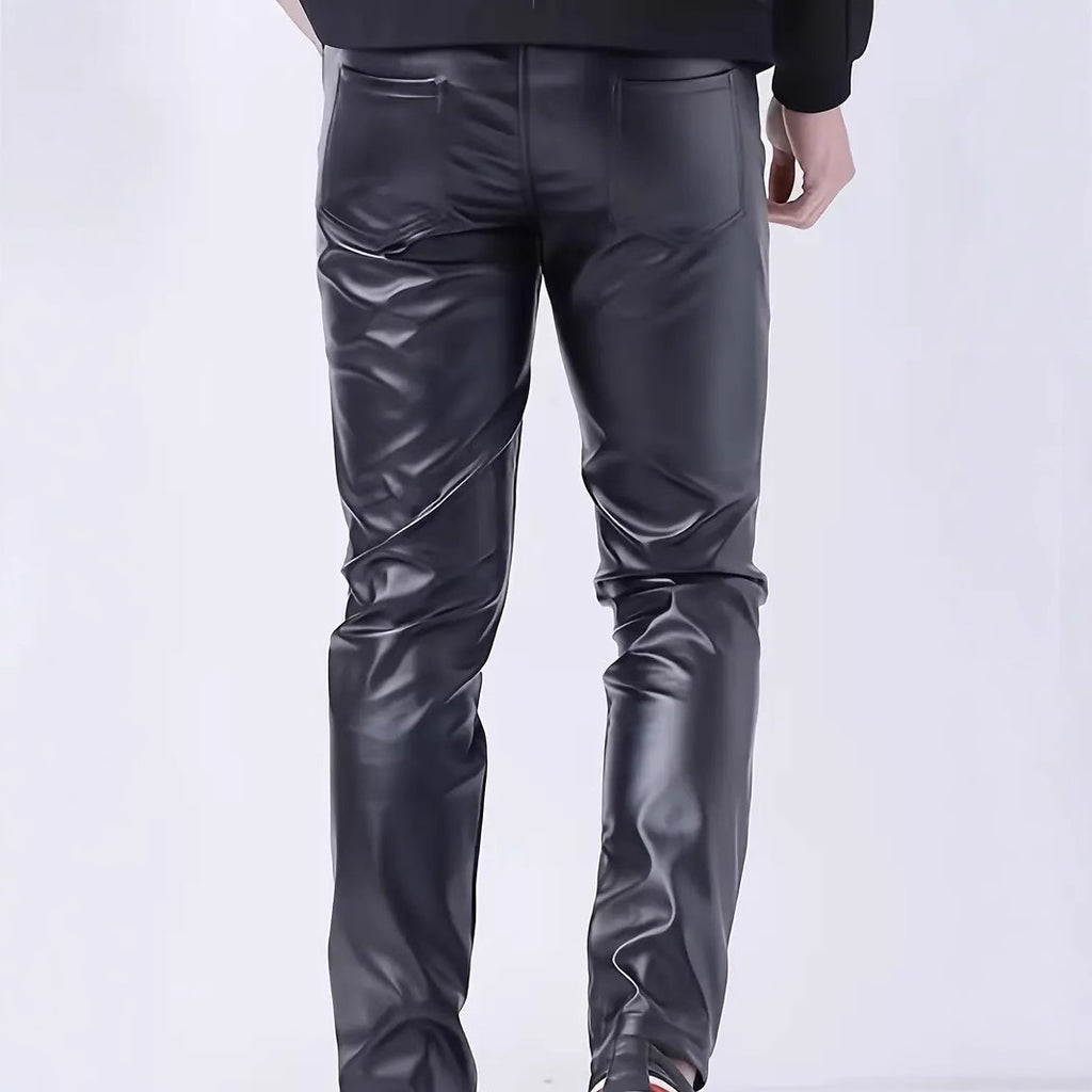 Cross-Border Leather Pants Men's Elastic Slim Fashion Leather Pants Men's Outdoor Cycling Casual Windproof Trousers