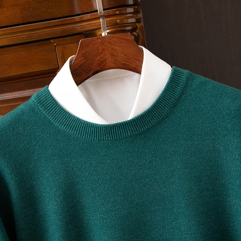 Autumn and Winter Classic Round Neck Men's Pullover Base Shirt Casual Business Knitwear Loose Fashion Solid Color Long Sleeve Sweater