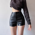 Black Leather Shorts for Women, Spring and Autumn 2026 New Korean Style, High-Waisted, Sexy, Fashionable Suit-Style Boot Shorts