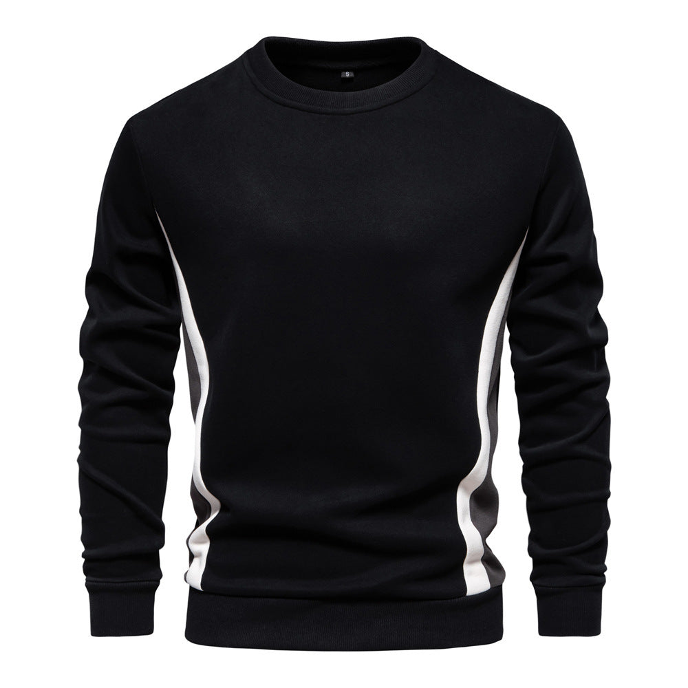 Autumn Sports Men's Long-Sleeved Men's New Splicing Casual Pullover Slim Sweatshirt Round Neck 2024 Cotton