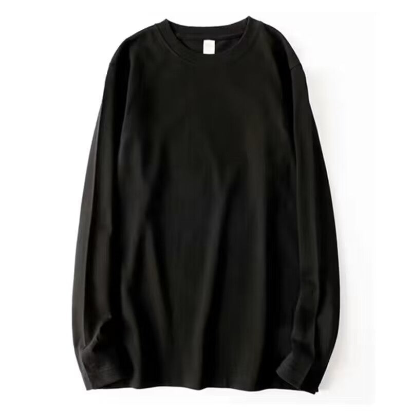 Cotton Heavyweight Long-Sleeved T-Shirt Pure Color Men and Women Same Style Spring & Fall Inner Wear Couple Style Bottoming Shirt
