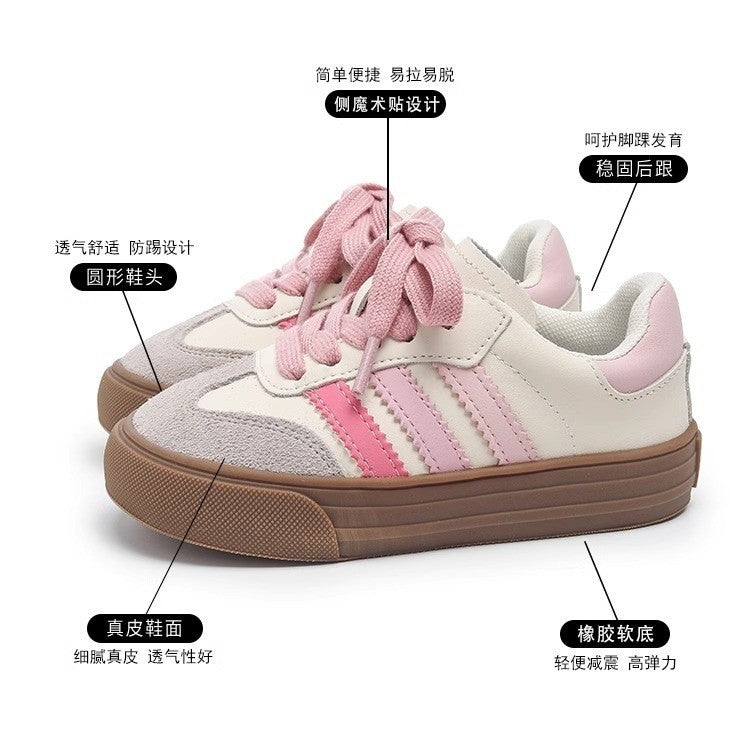 Children's Sports Shoes 2026 Spring and Autumn New Model Boys' Sneakers Breathable White Casual Shoes Kids' German Training Shoes