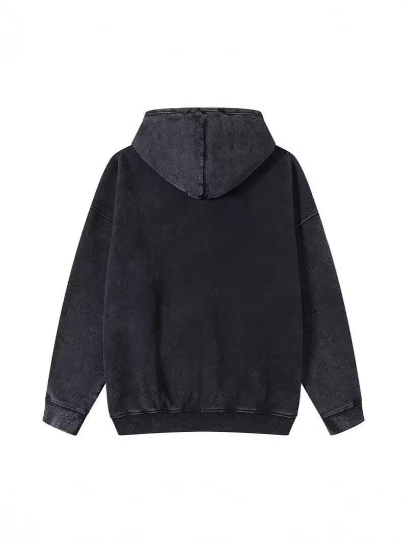 Cross-border American-style Heavy High Street Washed Old Cardigan Hoodie Sweater Men's and Women's Loose Retro Hoodie Coat Autumn