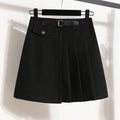 Real Shot of Autumn and Winter Skirts, Plus Size Woolen Jk High-Waisted Skirts, Petite Pleated Skirts, Black Culottes