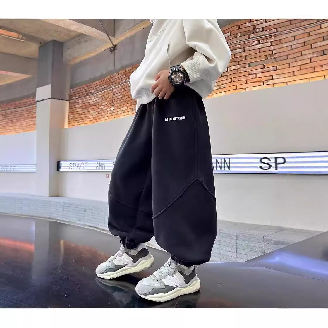 Boys' Pants Spring and Autumn 2024 New Western Style Children's Casual Pants Large Children's Loose Trousers Spring Wear Trendy Sweat Pants