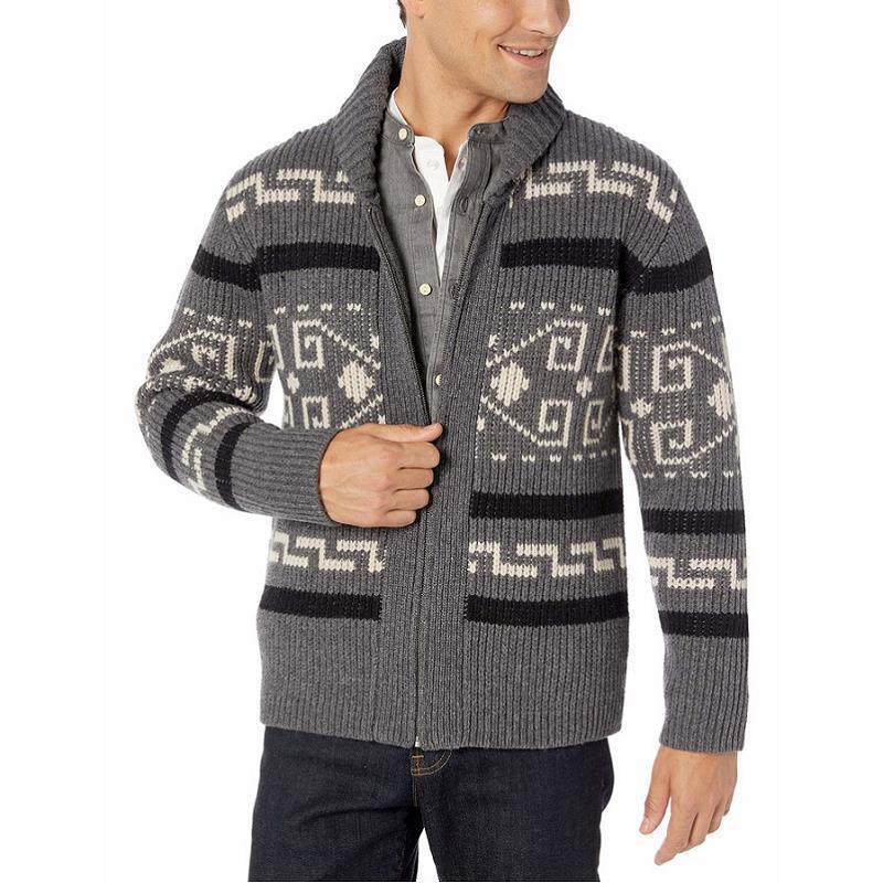 Cross-border Autumn and Winter Men's Fashion Lapel Youth Casual Cardigan Jacket Long-sleeved Slim-fit Jacquard Sweater Sweater for Men