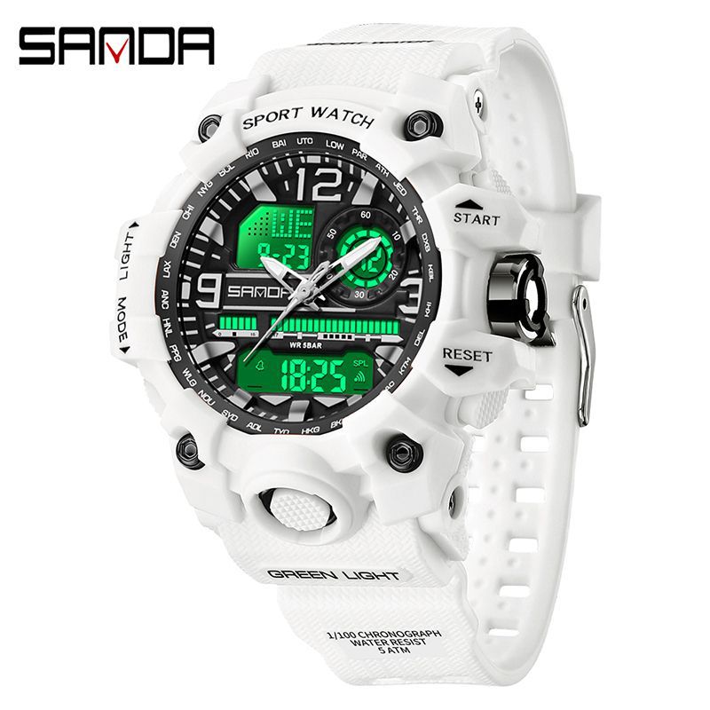 Sanda Hot-Selling Watch Korean Version Student Party Multi-Functional Waterproof Alarm Clock Electronic Watch Cool Dual Display Luminous Sports Watch