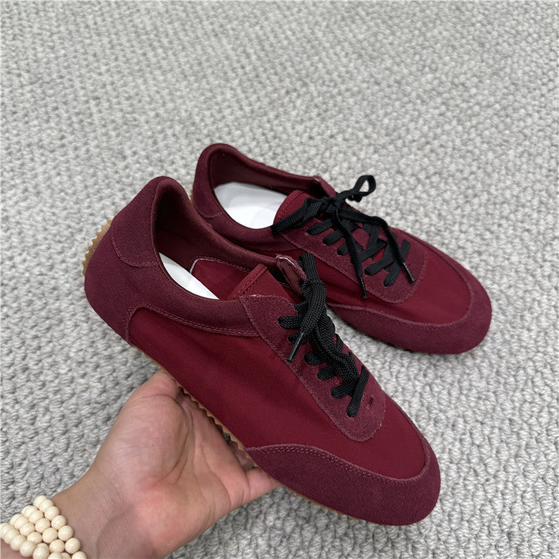 Women's Casual Flat Shoes 2025 Summer New Versatile Color-Blocking Sports Lace-Up Sneakers Women's Shoes