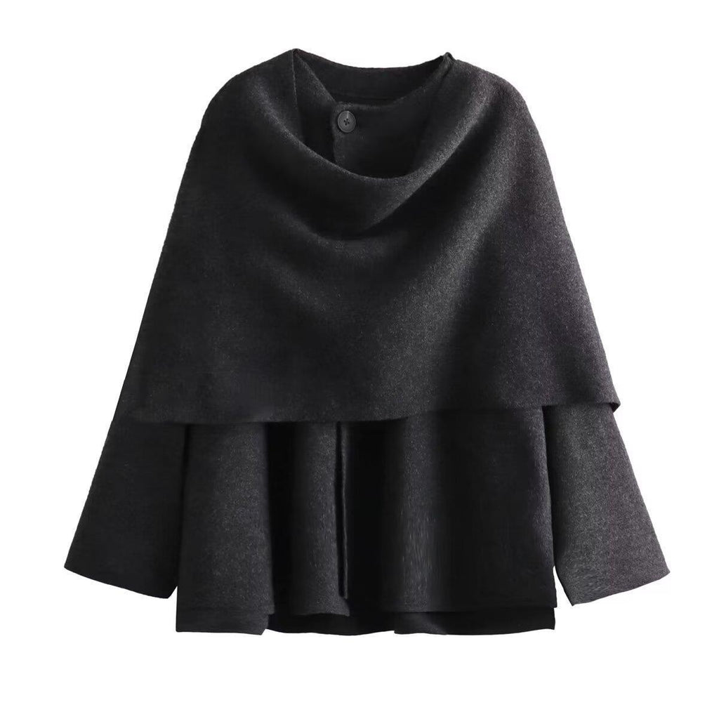 Scarf Knitted New Women's Autumn Cross-Border Outwear Jacket Loose Asymmetrical European and American Style Women