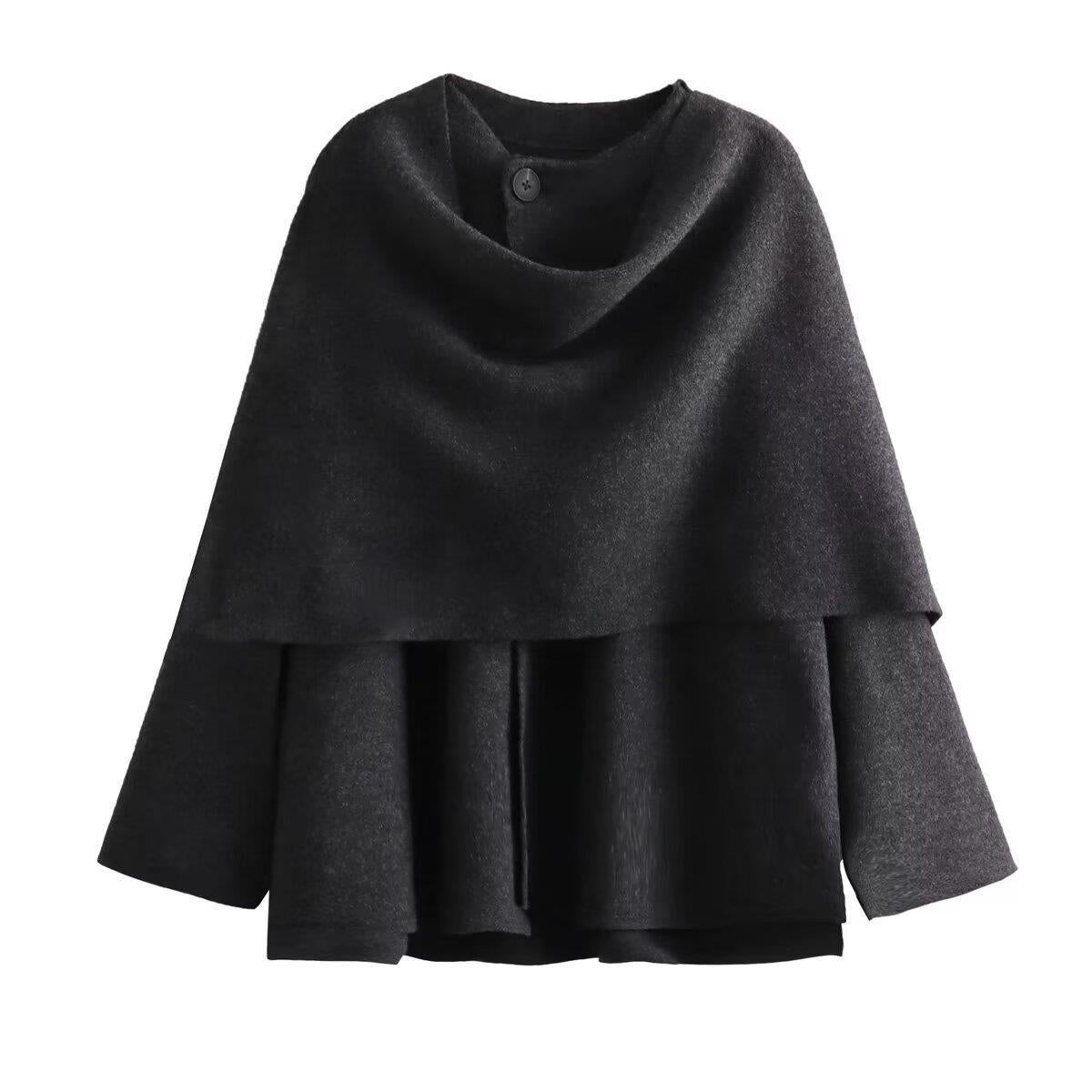 Scarf Knitted New Women's Autumn Cross-Border Outwear Jacket Loose Asymmetrical European and American Style Women
