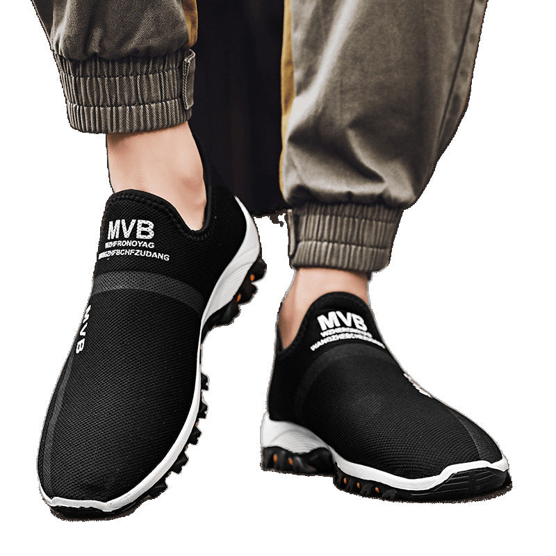 2025 Foreign Trade Wholesale Cross-Border Large Size Spring and Summer Black Casual Shoes Lazy Slip-On Mesh Sports Work Men's Shoes