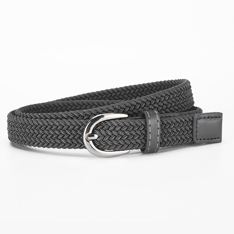 Children's Canvas Belt Unisex Military Training Pants Belt Women's Fashion Elastic Elastic Woven Lazy Belt
