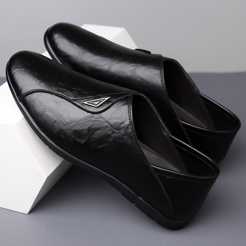 2025 New Casual Loafers Leather Shoes Men's Autumn Genuine Leather Breathable Business Formal Men's Shoes Soft Sole Beanie Shoes