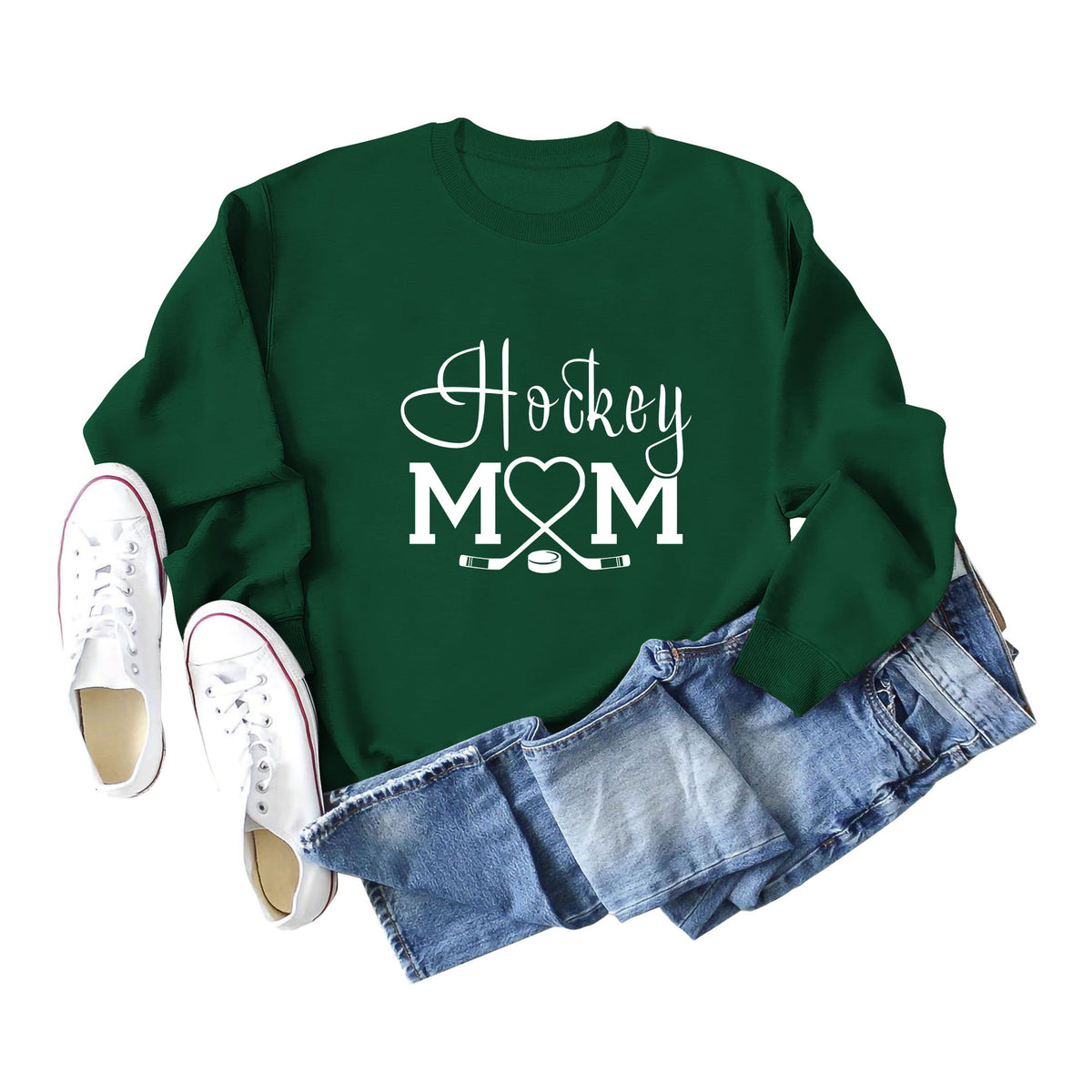 Amazon Wish Independent Station Fashionable Simple Hockey Mom Letter Fun Printed Women's Casual Sweatshirt