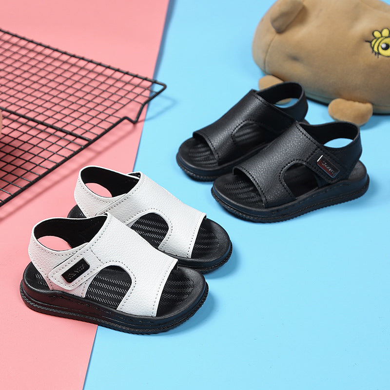 Baby Sandals Kidsren's Beach Shoes 2026 New Style Sandals Fashionable Wear-Resistant White Non-Slip Leather Beach Shoes