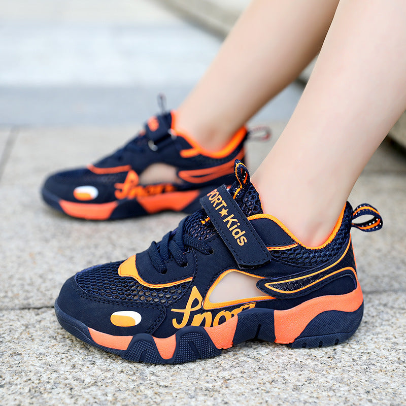 Boys' Sports Shoes 2025 Summer New Breathable Hollow Frame Shoes Versatile Casual Sports Shoes for Middle and Large Children Wholesale