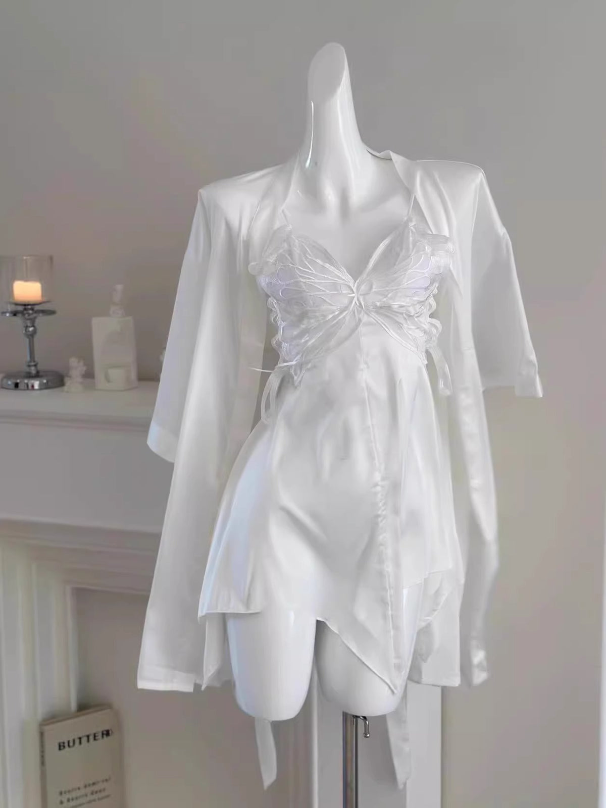 Sexy Women's Summer Camisole Sleepwear, New Ice Silk Two-Piece Set with Chest Pads, Backless, High-End Nightgown