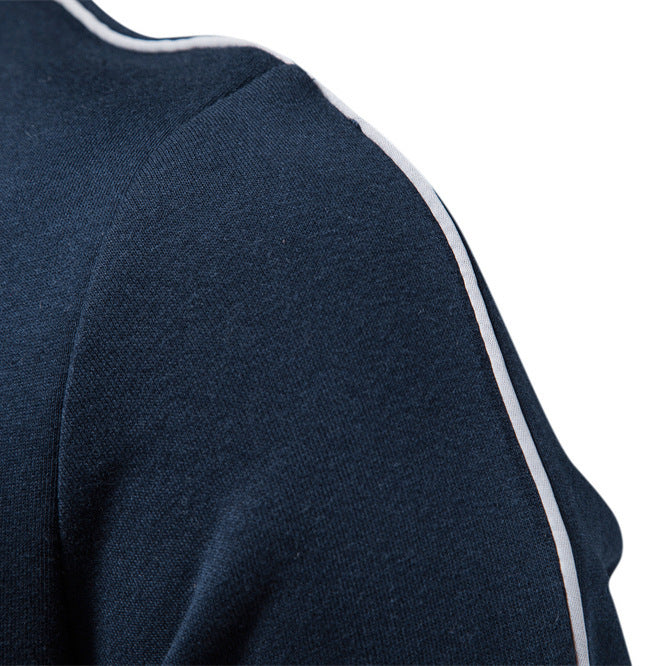 Cross-Border Men's Sports Versatile Stand-Up Collar Zipper Long-Sleeved Sweatshirt Contrasting Color Autumn and Winter Casual Cardigan 2024 New Men's