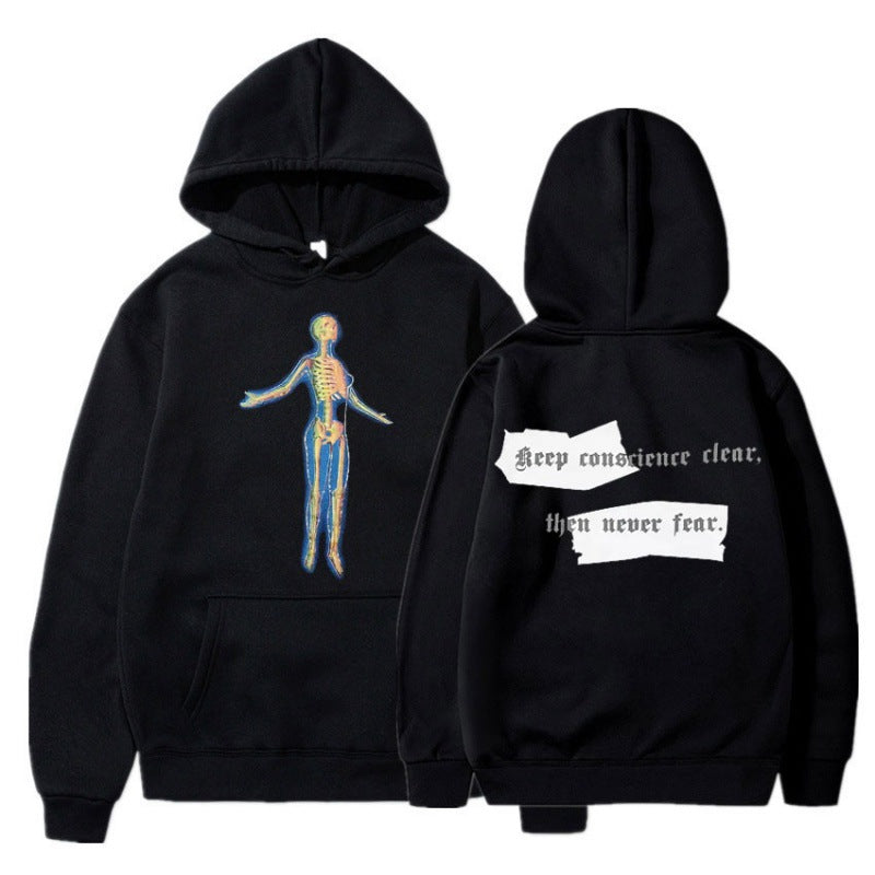 [Cross-border European Code] Skeleton Thermal Imaging Graphic Print Hoodie